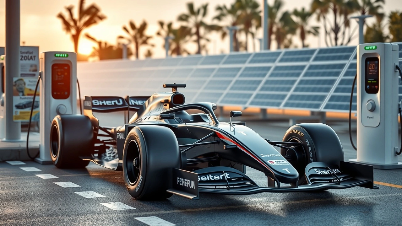 une voiture de Formule 1 au chargeur solaire
