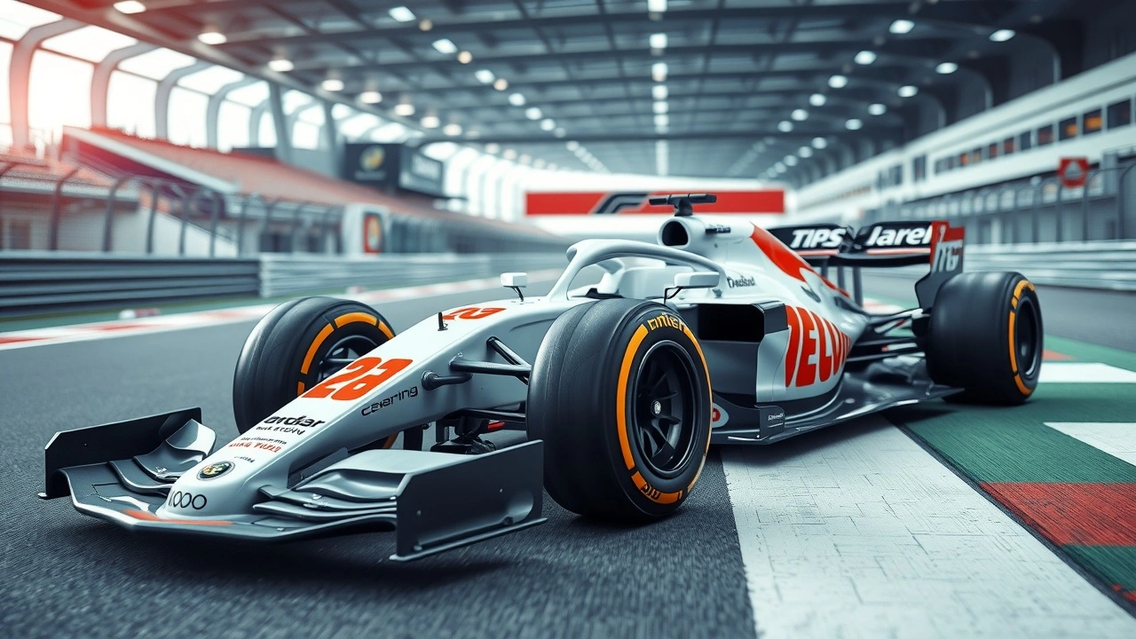 voiture de Formule 1 sur circuit avec technologies automobiles