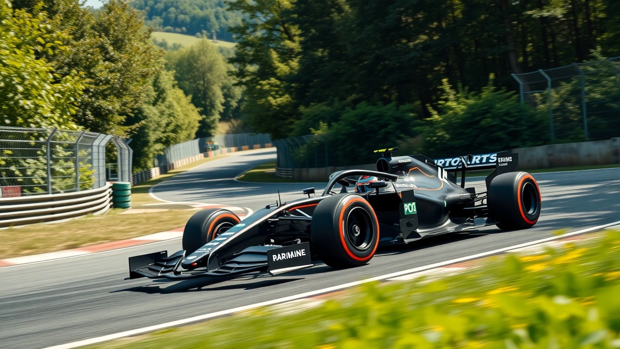 voiture de formule 1 sur une piste écologique