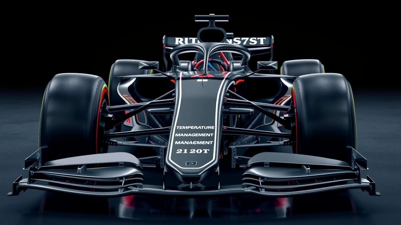 Voiture de Formule 1 moderne avec systèmes de gestion de la température