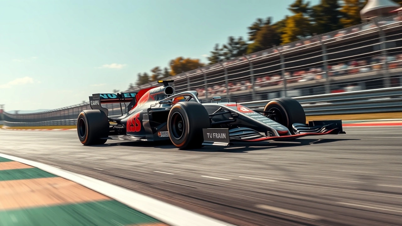Voiture de Formule 1 sur une piste ensoleillée