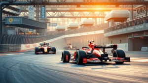 Une illustration photoréaliste de l'impact de la Formule 1 sur l'industrie automobile.