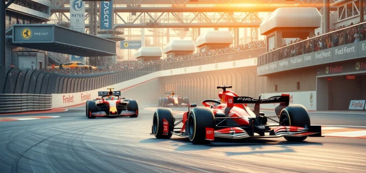 Une illustration photoréaliste de l'impact de la Formule 1 sur l'industrie automobile.