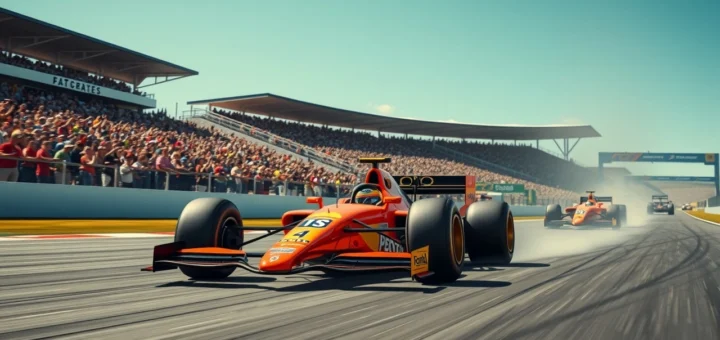 Une scène illustrant une performance inattendue d'un pilote de F1, montrant l'intensité de la compétition.