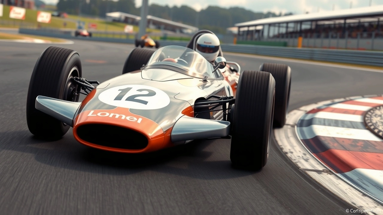 voiture de formule 1 classique sur circuit des annees 1960