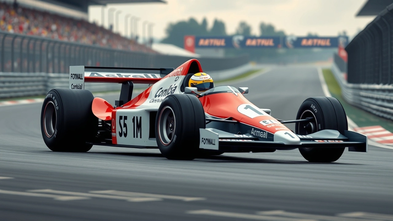 voiture de formule 1 d ayrton senna sur un circuit