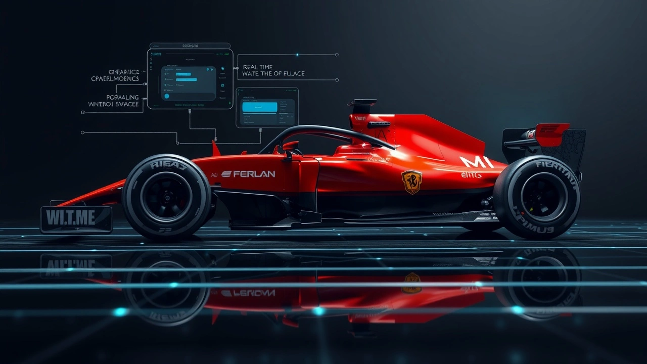 Voiture de formule 1 avec technologie de communication en temps réel