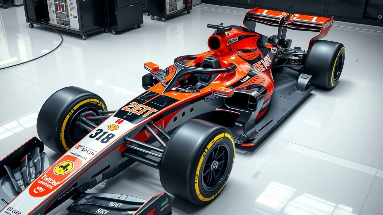 Voiture de Formule 1 moderne avec caractéristiques de sécurité avancées
