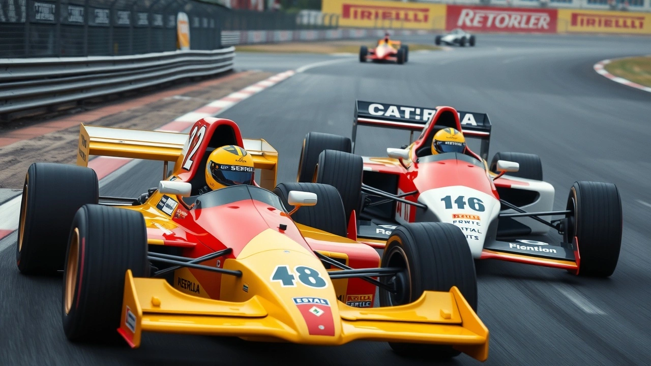 deux voitures de Formule 1 en compétition