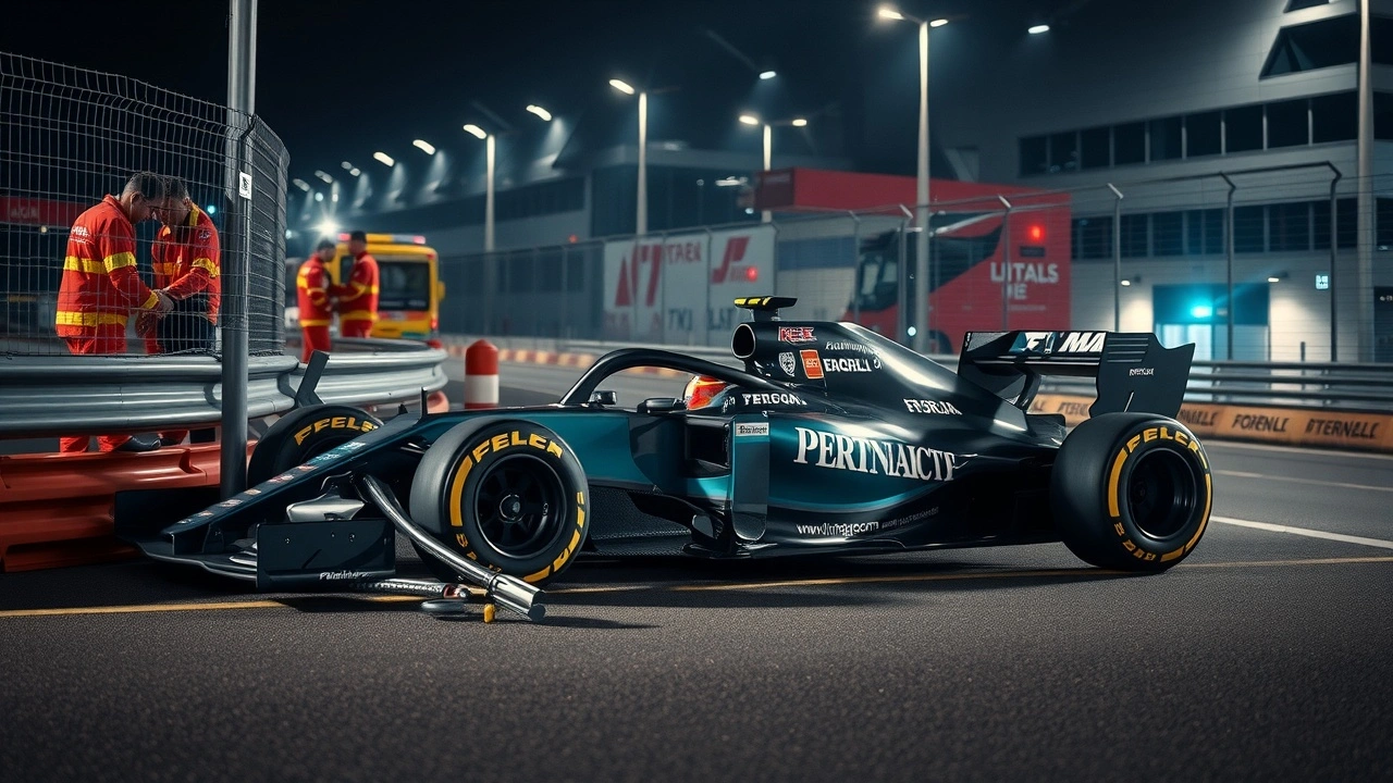 accident d'une voiture de F1 avec des secours