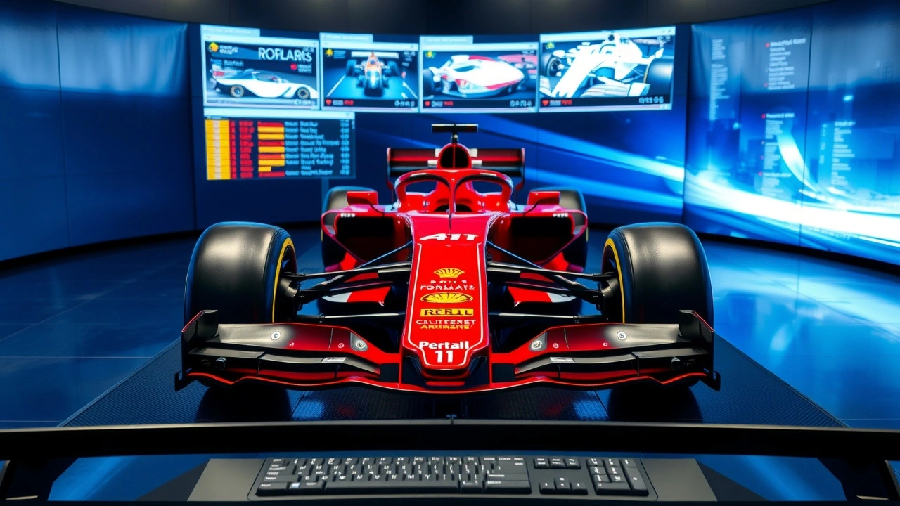 châssis de Formule 1 simulé sur un écran d'ordinateur