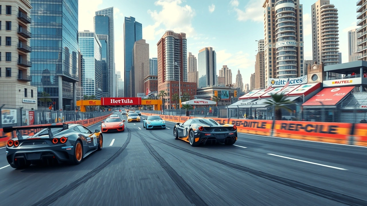 circuit urbain moderne avec voitures de course