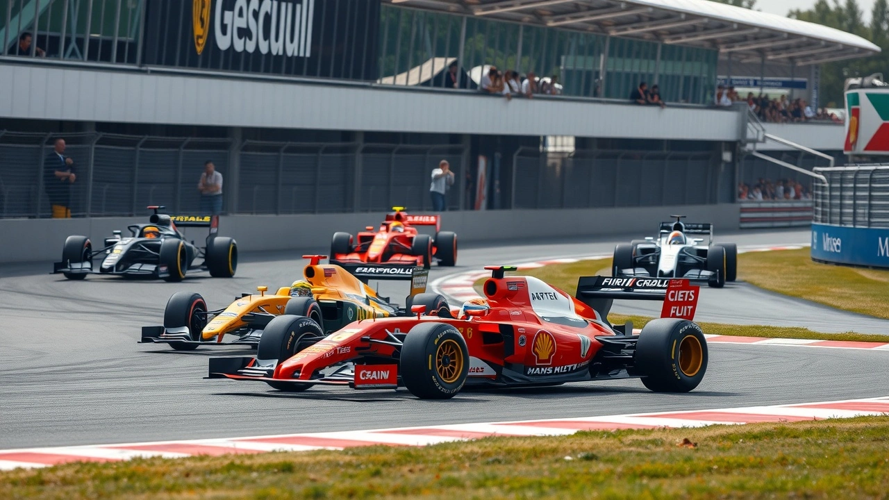 image des écuries célèbres de Formule 1 sur la piste