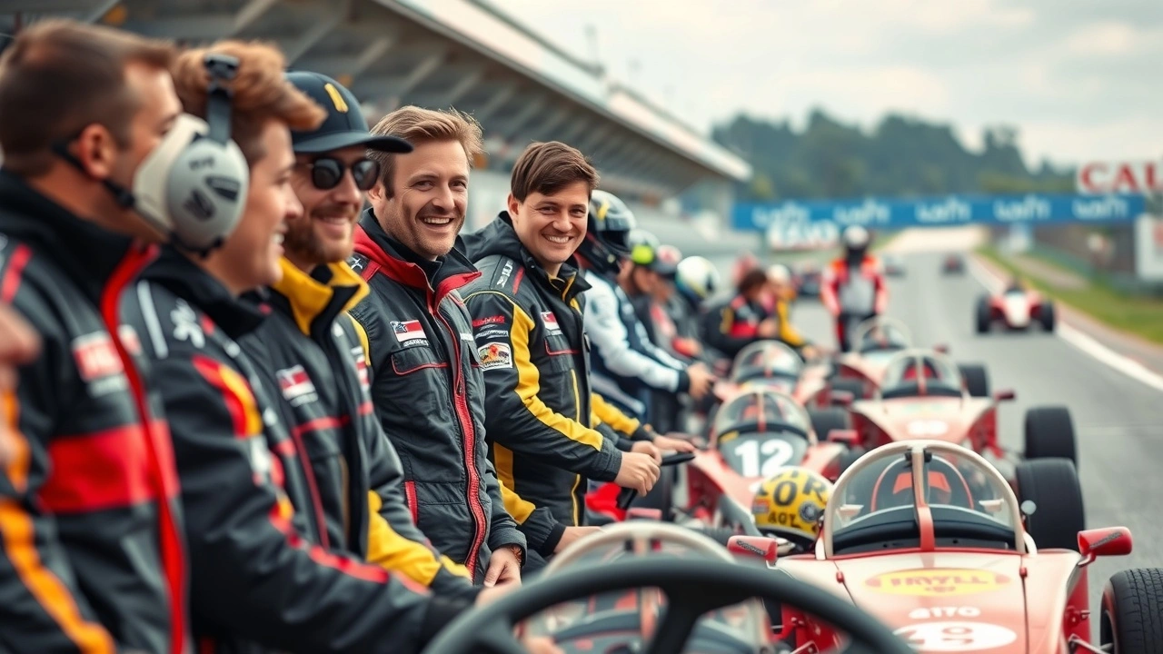 groupe de personnes engagées dans des activités de sport automobile