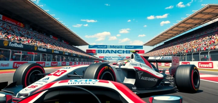 Hommage à Jules Bianchi, pionnier de la sécurité en F1, illustrant son parcours exceptionnel.