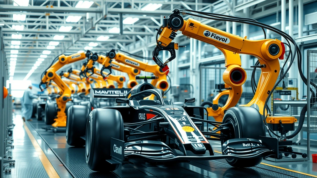 ligne d'assemblage moderne de voitures de F1
