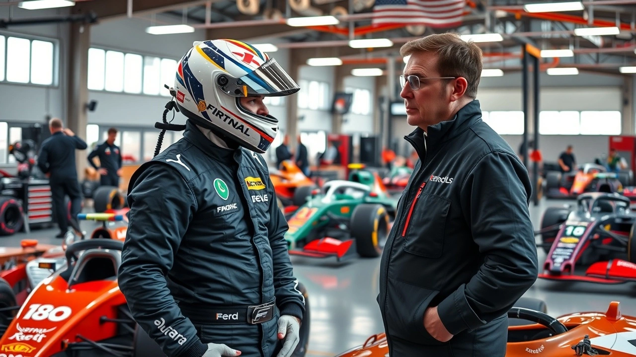 pilote en combinaison discute avec un expert en atelier
