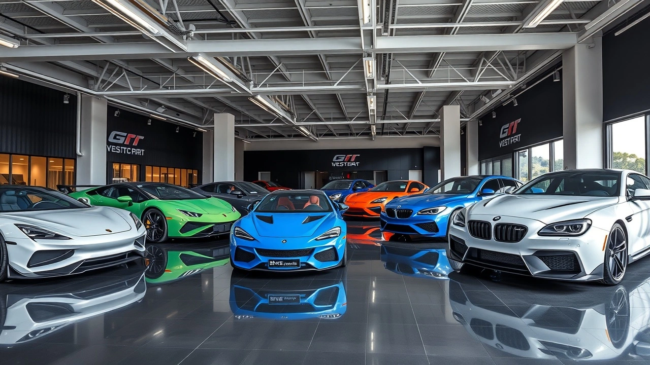 Salle d'exposition automobile avec des modèles récents