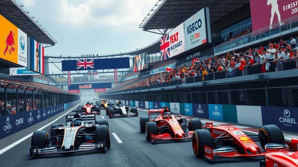 Image d'une scène de course de Formule 1 illustrant des stratégies de sponsoring modernes.