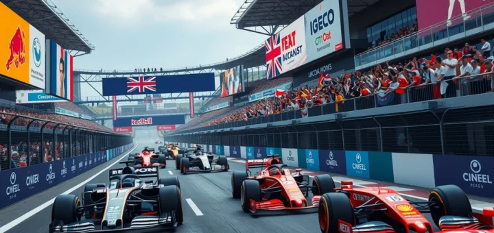 Image d'une scène de course de Formule 1 illustrant des stratégies de sponsoring modernes.