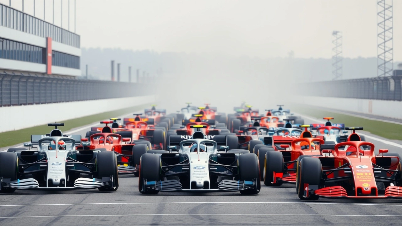 photo de voitures de Formule 1 sur la grille de départ