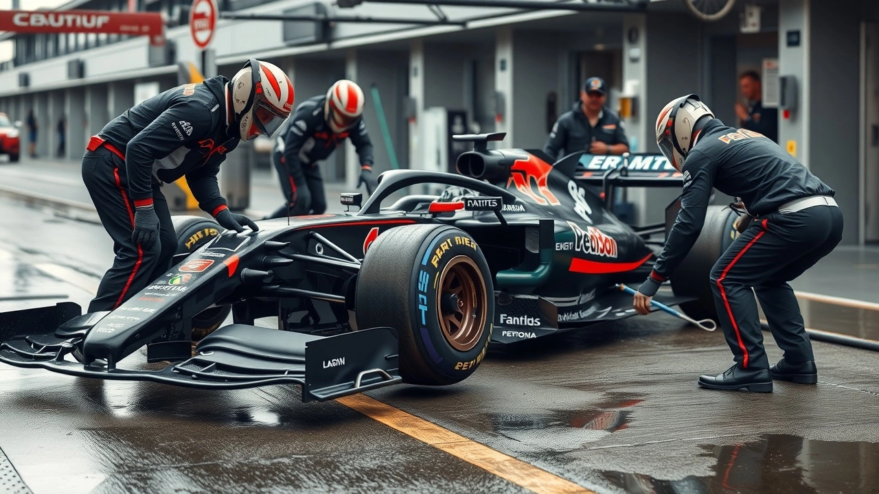 arrêt aux stands d'une voiture de Formule 1