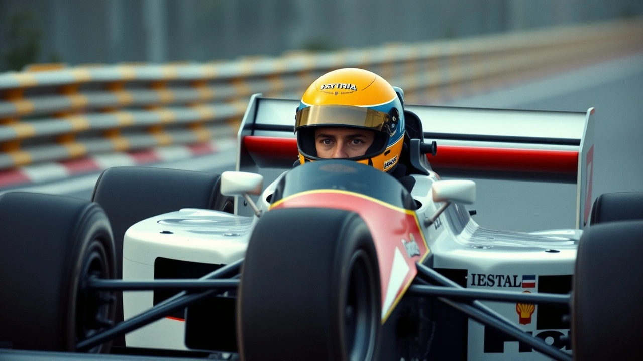 Ayrton Senna en voiture de Formule 1 dans ses débuts