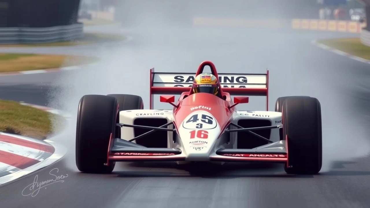 Ayrton Senna dans une voiture de Formule 1 en course