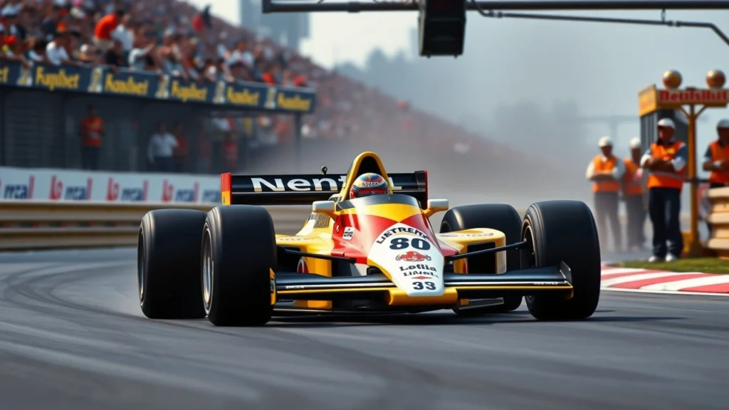 Une image illustrant Ayrton Senna, le pilote de génie, sur une piste de Formule 1.