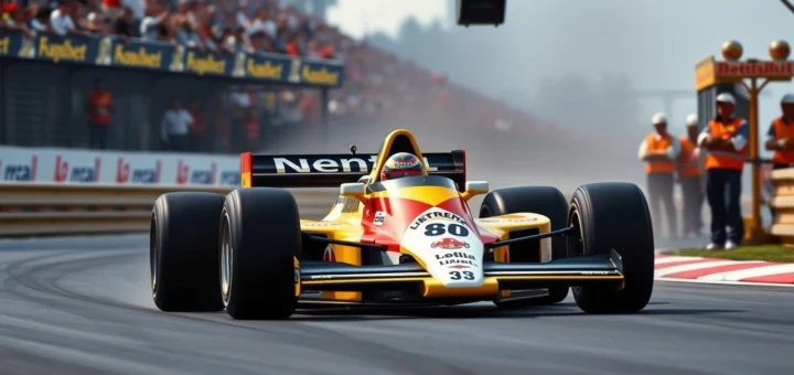 Une image illustrant Ayrton Senna, le pilote de génie, sur une piste de Formule 1.
