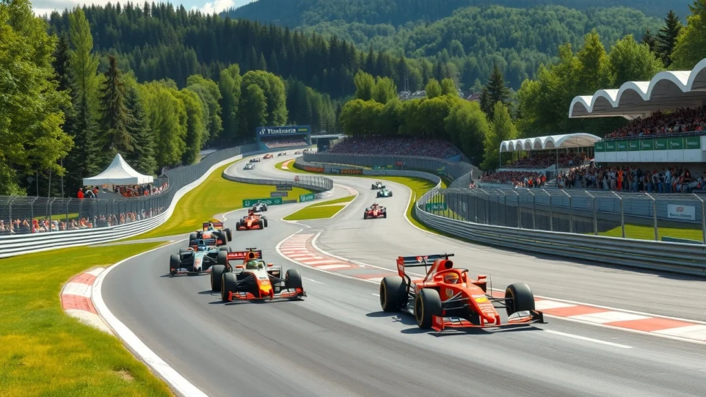 Une image photoréaliste du circuit de Nürburgring en pleine course.