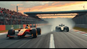 Une image illustrant un moment de course captivant de la Formule 1, représentant des voitures en compétition sur un circuit.