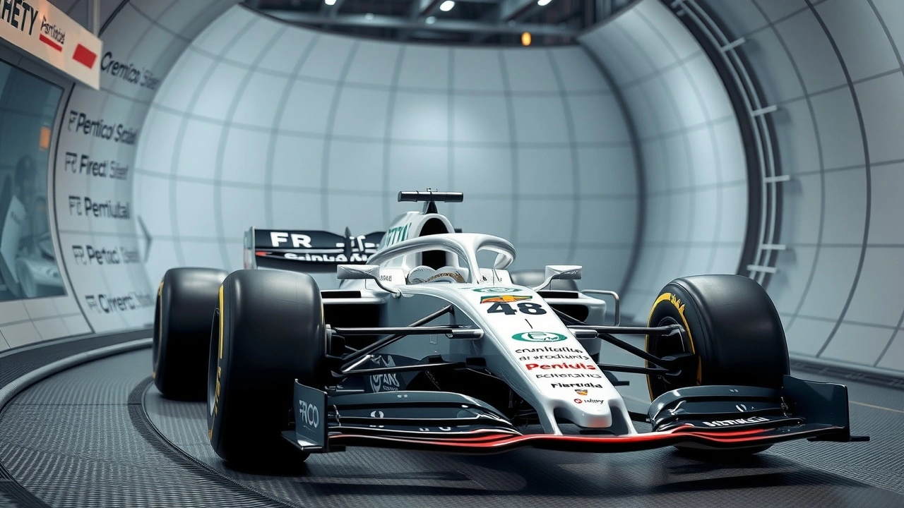 voiture de Formule 1 moderne dans un tunnel de vent