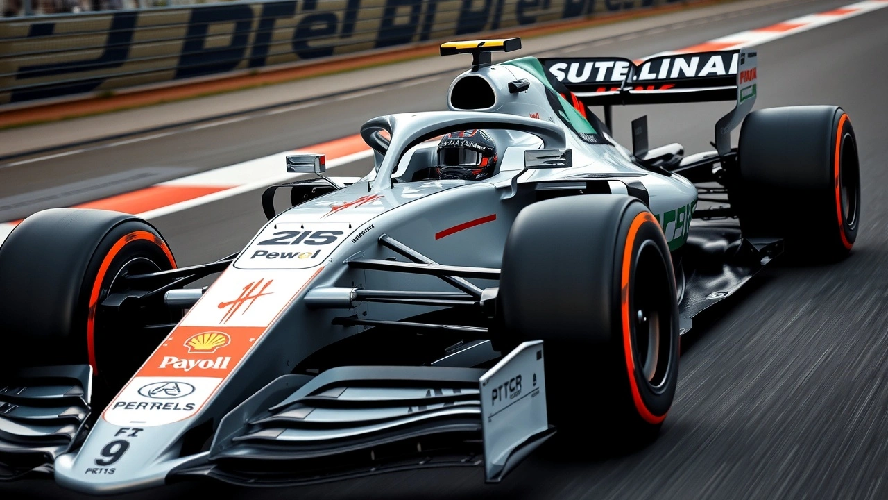 voiture de Formule 1 avec dispositifs de sécurité sur circuit
