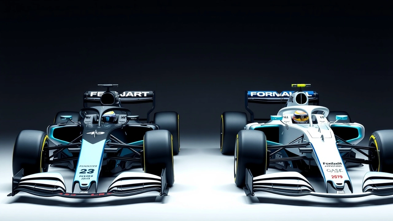 voitures de Formule E et Formule 1 cote a cote