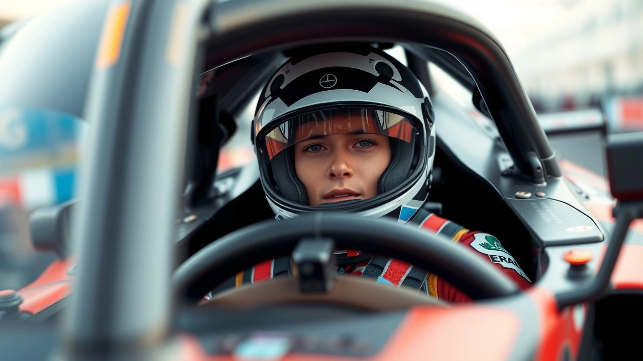 jeune pilote dans une voiture de Formule E en course