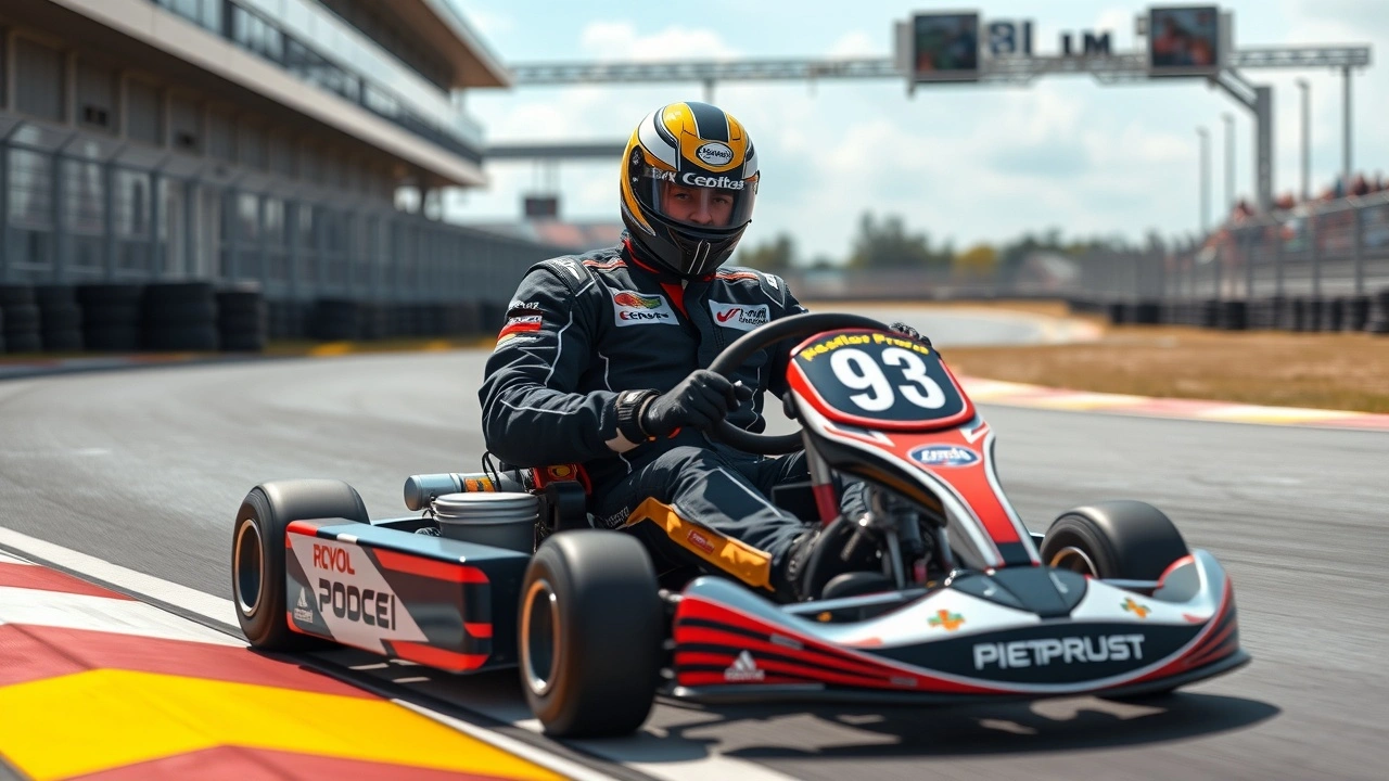 Nicolas Prost en kart sur une piste de course