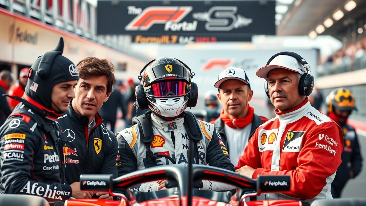 photographie de personnalites de la Formule 1 durant une course