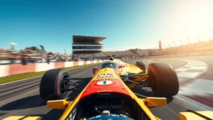 Scène de course en Formule 1 illustrant l'héritage d'Ayrton Senna.