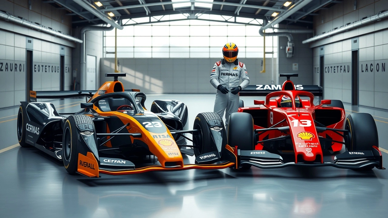 deux voitures de course et leurs pilotes sur circuit